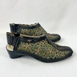 Pikolinos Romana Slingback Sandals Green Floral Cutout Slip On Heels Pumps 37